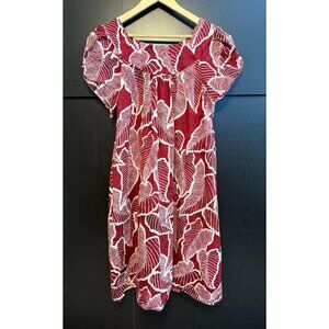 Y Not Hawaii Short Sleeve Floral Maxi Dress Muu Muu 2XL Burgundy Tropical Resort
